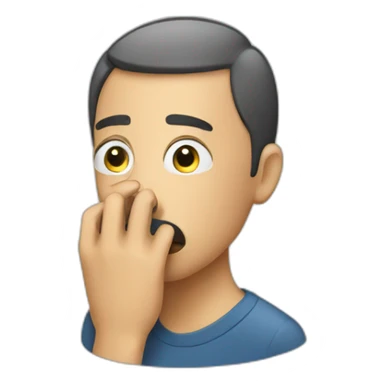 person sniffing sticker