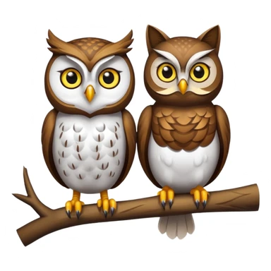 Owl on a branch with a cat's head with only one owl sticker