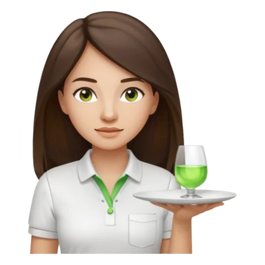architect woman light skinned dark brown hair in WHITE POLO touch of light green, long hair but then wearing proper architeture attire with plates on the backgrounf sticker