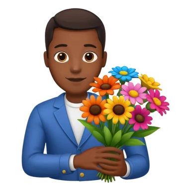 Black Male hand give a bogue of flowers sticker