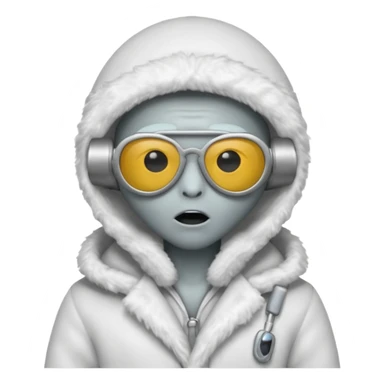 alien, eskimo sunglasses, white coat, suprise sticker