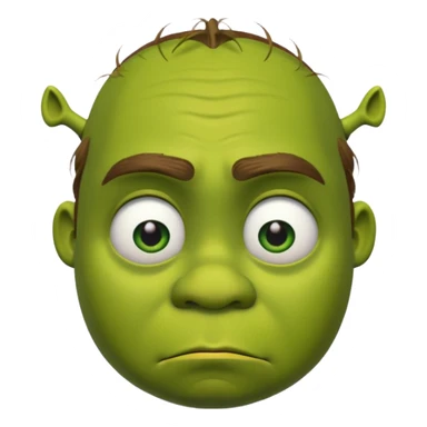 Shrek with a sad expression, emoji style sticker