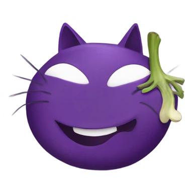 a cat eating an eggplant sticker