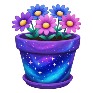 Galaxy Painted flower clay pot of Galaxy Petalled Flowers sticker