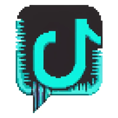 TikTok logo with black and turquoise glitch effect sticker
