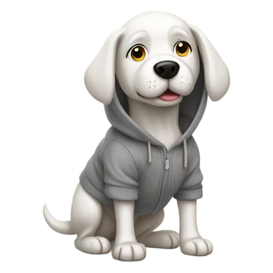 White dog wearing a grey hoodie  sticker