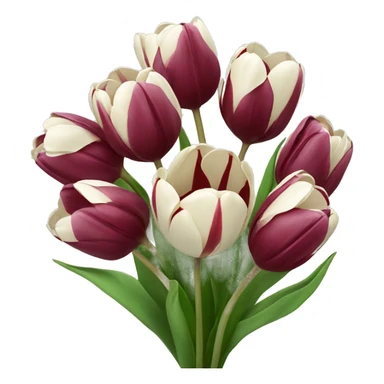 bouquet of burgundy tulips with bow  sticker
