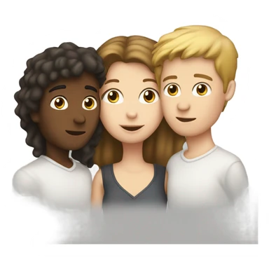 three people kissing two white boys one white girl sticker
