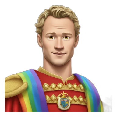 Jonathan Toews as a rainbow king with a royal robe on sticker