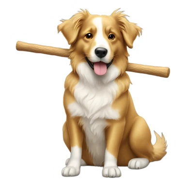 A golden Aussie with a stick sticker