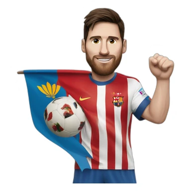 Messi with peruvin flag on his hand sticker