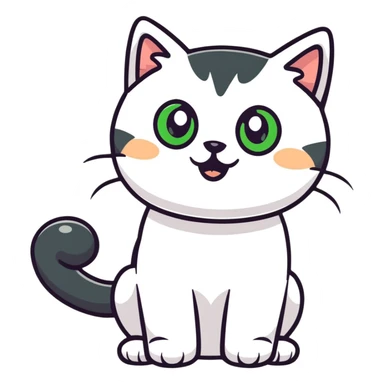 tricolor fluffy cat with big green eyes giving thumbs up sticker