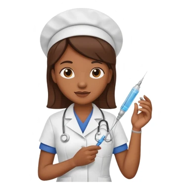 brown skin nurse holding vaccination needle sticker