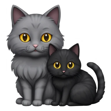 1 grey cat and 1 black cat cuddling sticker