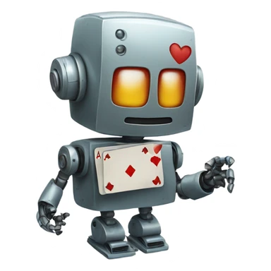 robot playing cards sticker