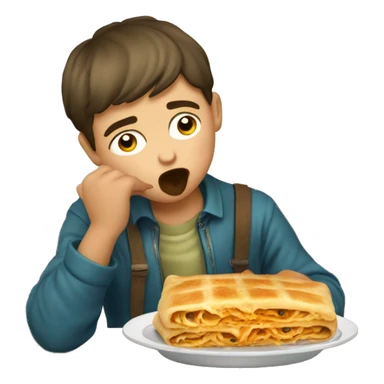 Bulgarian boy eating banitza sticker