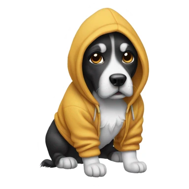 Dog wearing a hoodie sticker