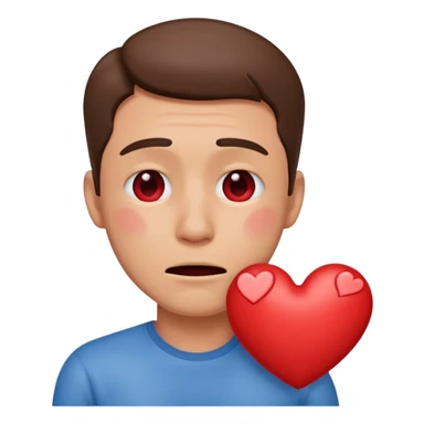 Man crying holding heart sticker