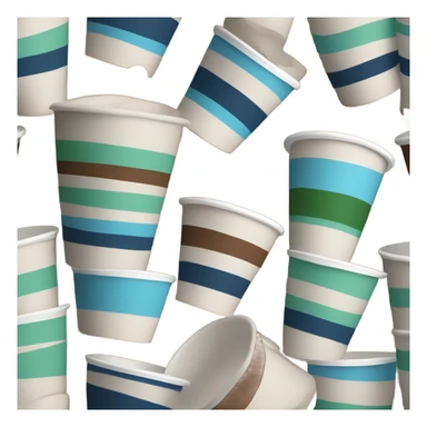 Paper cup with a green blue and brown lines on it, with no lid sticker