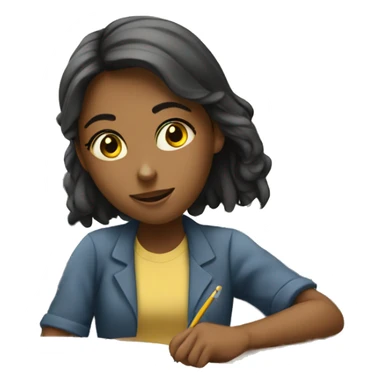 a teenager girl taking an exam sticker