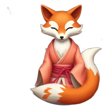 fox kitsune 5 tails near sakura sticker