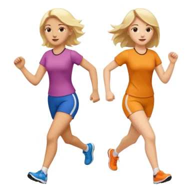 I want 2 women holding hands running in same direction, one is brunette, one is blonde sticker