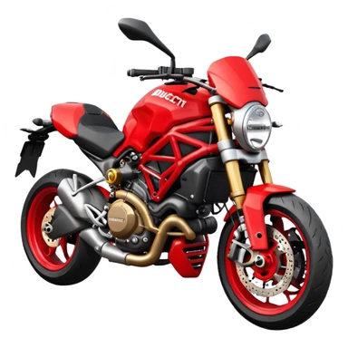 Ducati Monster motorcycle, red color, compact and iconic design, emoji style sticker