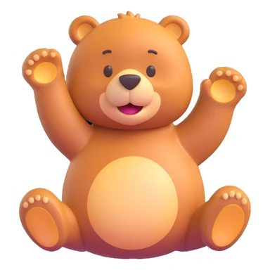 bear waving, 3D emoji style, soft shading, lively and expressive, suitable for app icon sticker