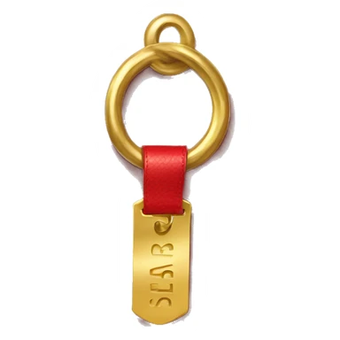 Red dog collar with a golden tag sticker