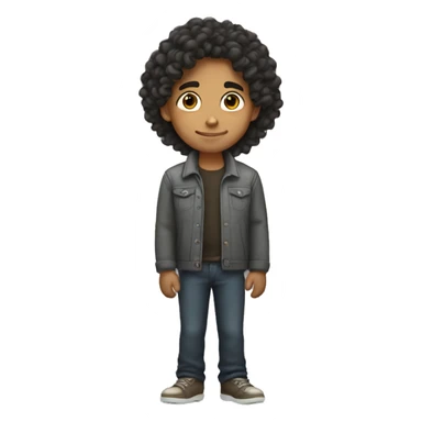 Hispanic boy with long curly hair sticker