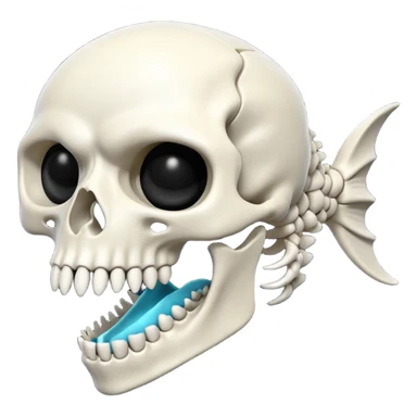 Piranha skeleton black and white sticker
