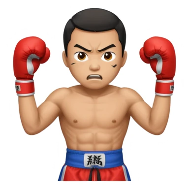 click that wong sze man face in thai boxing with angry face 20 times sticker