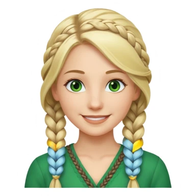 woman, long blond hair,green eyes, smiling, braid to the side sticker