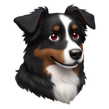 Small black australian shepherd dog with maroon hearts sticker