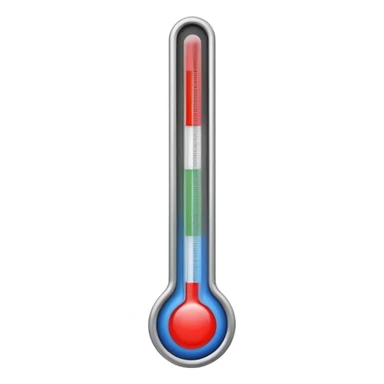 A straight thermometer has 5 colors on it, no round ball or circle at first  sticker