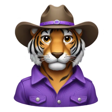 Purple tiger wearing a cowboy hat sticker