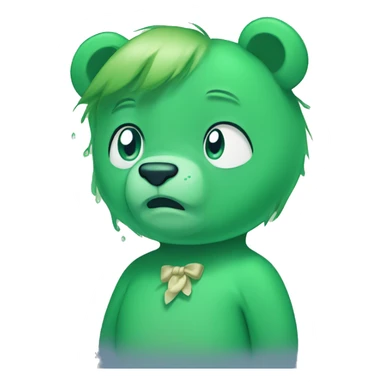 crying green carebear  sticker