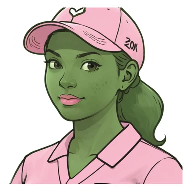 Female golfer wearing pink scrubs  sticker