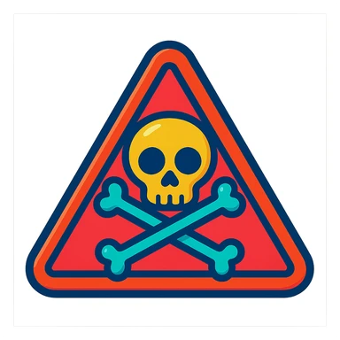 danger symbol, vibrant colors, cartoon style, outlined sticker
