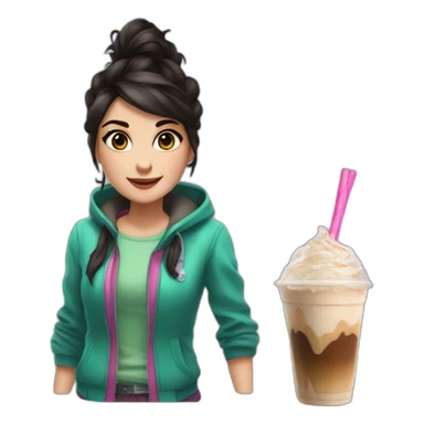 Vanellope having a Frappe sticker