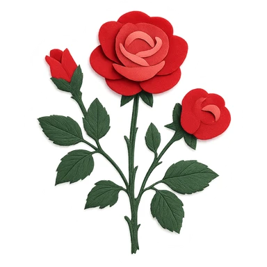 rose bush, layered paper details, vibrant red and pink roses, realistic foliage sticker
