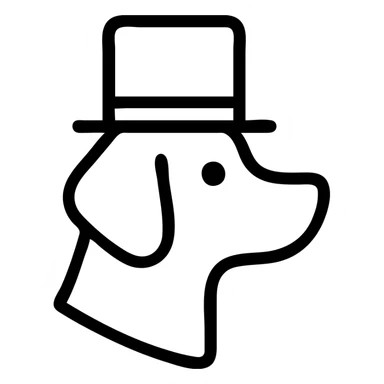 dog with a tophat minimal icon style sticker