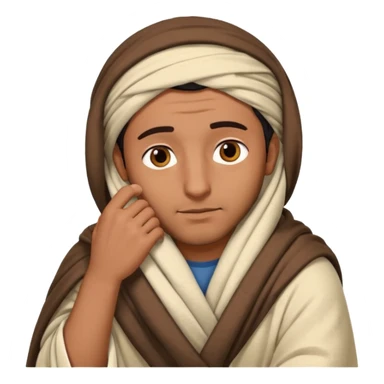 Un arabe haciendo gesto de dormir solo la cabeza y la manta que lleva que sea larga sticker