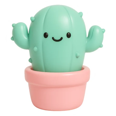 a smiling cactus in a pot vinyl figure style sticker