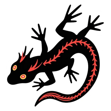salamander black with fiery red flashes on the scales sticker