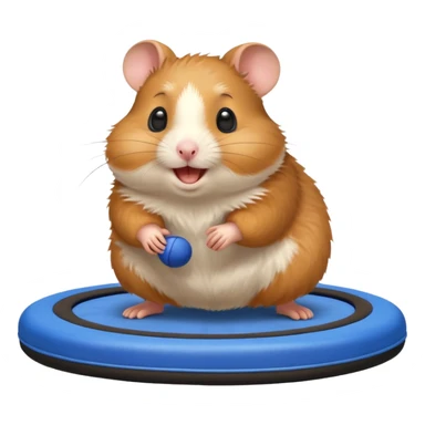 happy hamster on a trampoline sticker