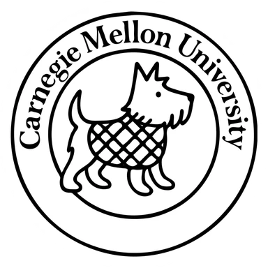 Change the tartan colorway for the school seal with Scotty integrated to a different tartan pattern, keep the 'Carnegie Mellon University' text and classic emblem style, no background. sticker