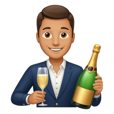 man with sampine bottle sticker