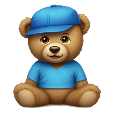 Teddy bear with blue t-shirt and blue shapka  sticker