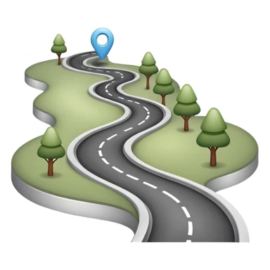 Clean roadmap icon emoji with curved path and milestones, modern corporate style sticker